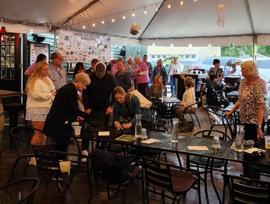 Attendees at TWIGS Patio Party for a Purpose 2025 at Heather's Cafe in Springboro