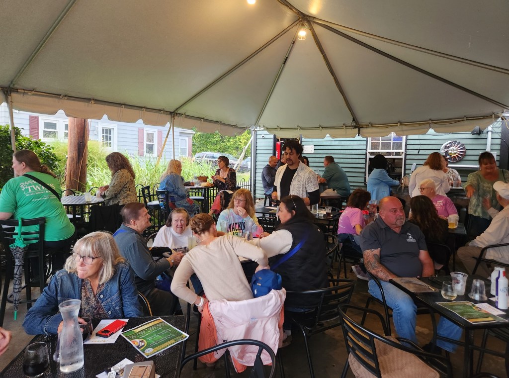 Attendees at TWIGS Patio Party for a Purpose 2025 at Heather's Cafe in Springboro