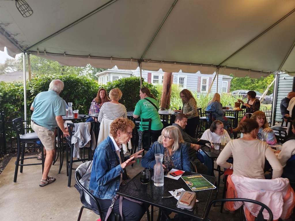 Attendees at TWIGS Patio Party for a Purpose 2025 at Heather's Cafe in Springboro