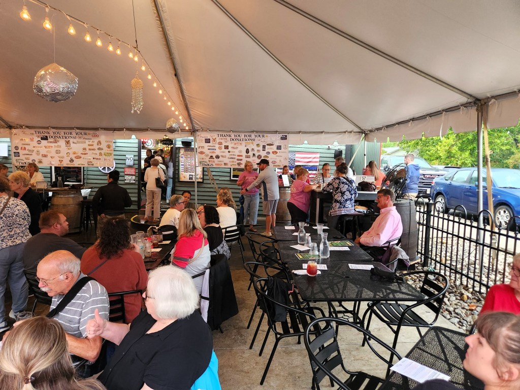 Attendees at TWIGS Patio Party for a Purpose 2025 at Heather's Cafe in Springboro