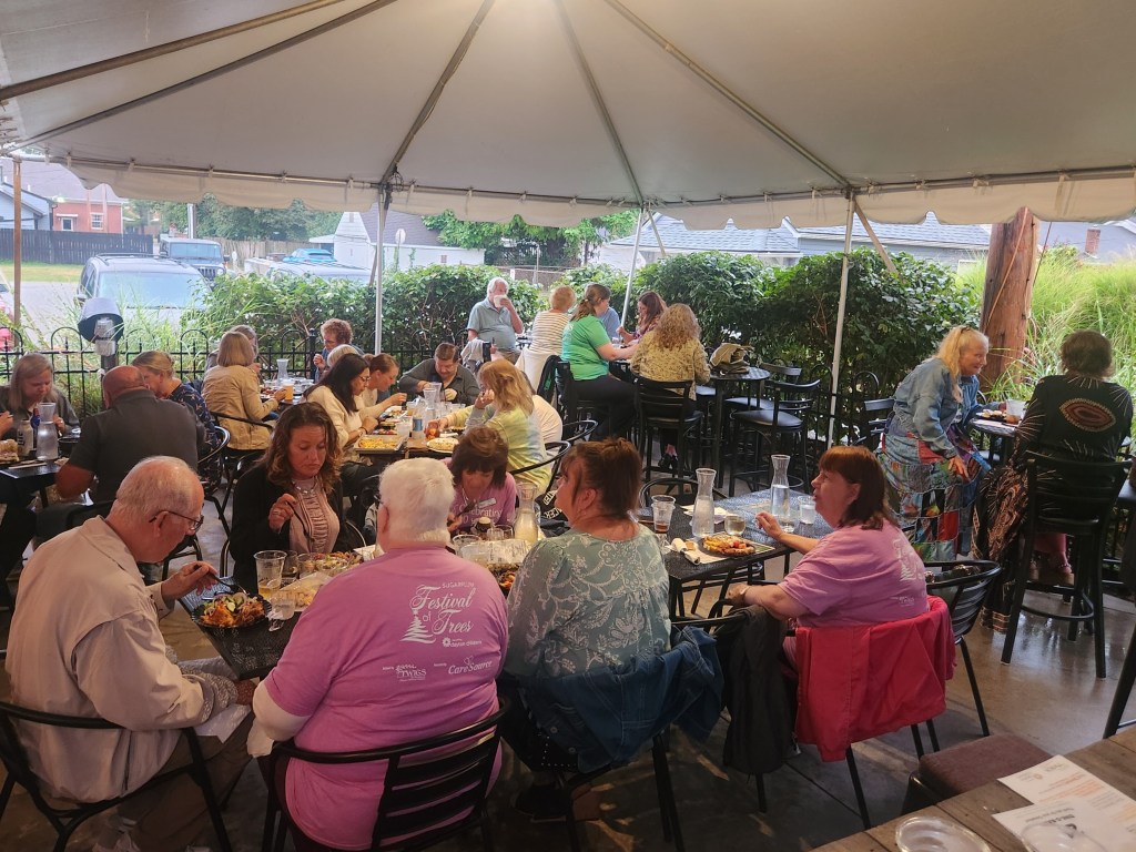 Attendees at TWIGS Patio Party for a Purpose 2025 at Heather's Cafe in Springboro